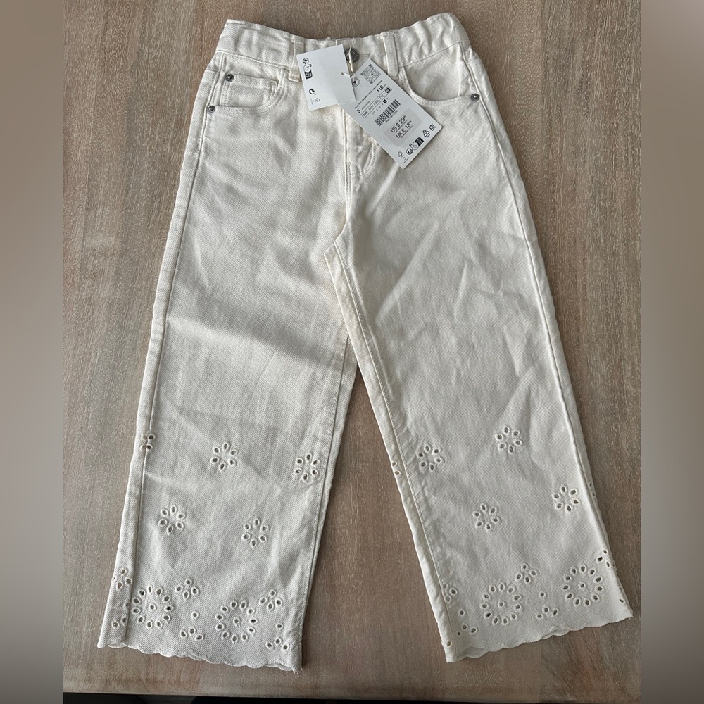 ZARA KIDS Girls Jeans with Eyelet Detail